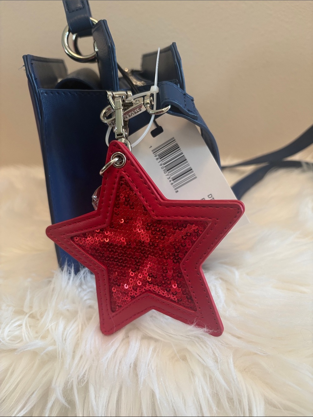 Steve Madden Red, White & Blue Top-Handle Bag Bevlynn Stripe Satchel W/ Star βοΈ - Picture 9 of 13